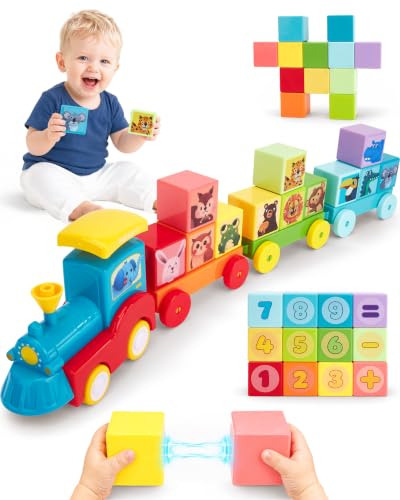 Magnetic Blocks for Toddlers 1-3 with Train Toys