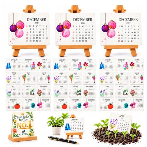 Eco-Friendly Plantable Seed Calendar 2027 with Stand
