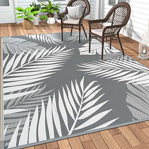 GENIMO Outdoor Rug 5'x8' Waterproof Reversible Grey&White Deal on DealUpdates