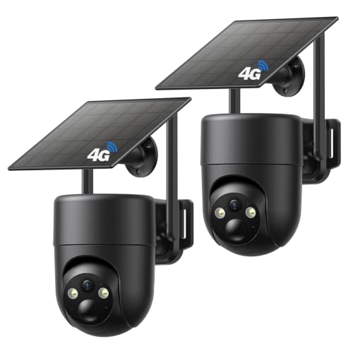 Oculview 4G LTE Cellular Security Camera 2-Pack, Solar Powered