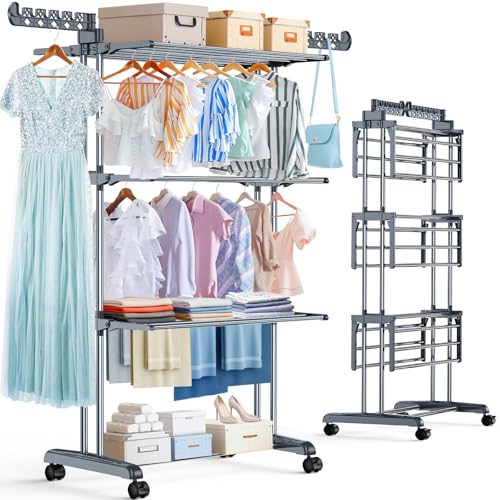 4-Tier Clothes Drying Rack with Wheels