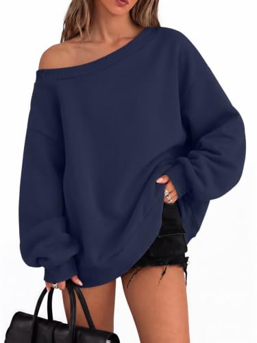 Trendy Queen Womens Off Shoulder Oversized Sweatshirt