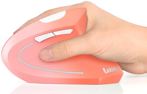 Lekvey Ergonomic Vertical Wireless Mouse, Orange Pink