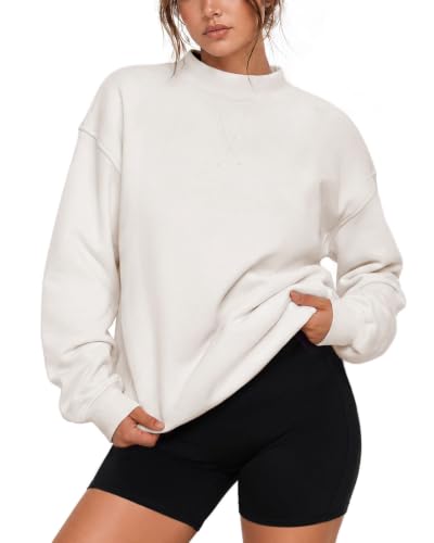 Women's Cotton Mock Neck Oversized Sweatshirt