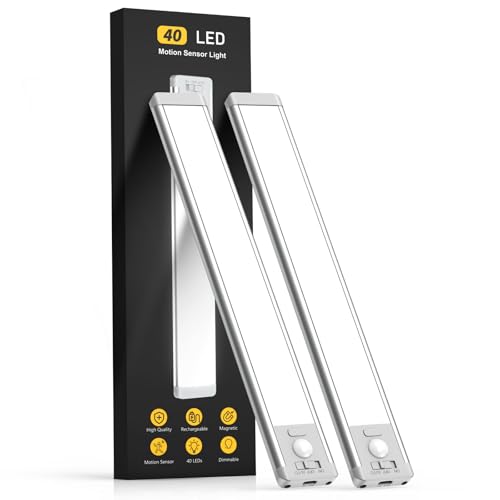 MCGOR 10inch Under Cabinet Lighting, 2 Pack Motion Sensor