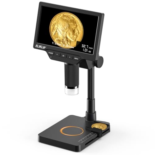 Elikliv EDM4C Max 7" Coin Microscope with Scale & Caliper
