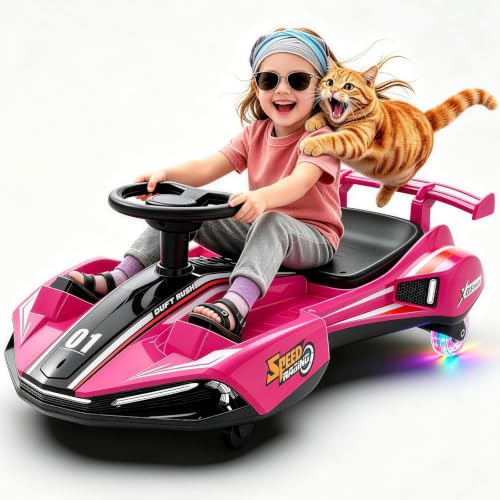 12V Electric Wiggle Car for Kids Ages 3+, Light Pink