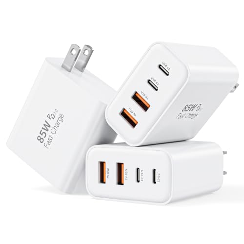 85W 3-Pack 4-Port Wall Charger Blocks