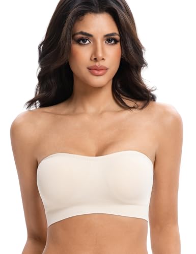 Lusait Strapless Padded Wireless Bandeau Bra with Silicone Grip