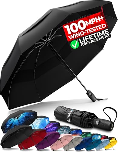TUMELLA Windproof Travel Umbrella (Compact, 100MPH)