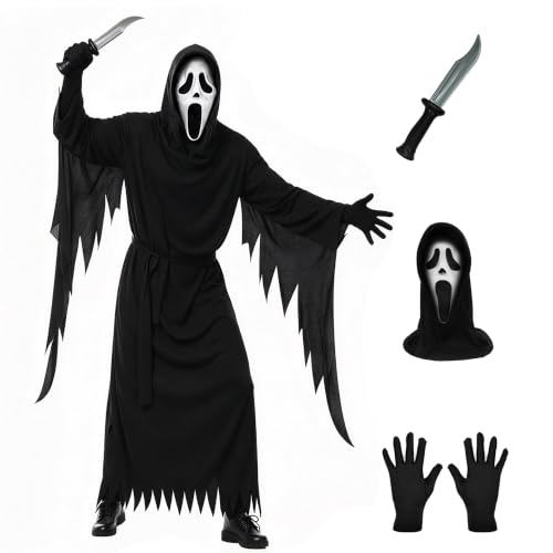 Scream Costume for Kids with Mask, Props Knife and Gloves - XL