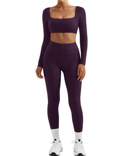 SUUKSESS Women's 2-Piece Workout Set Deep Purple M