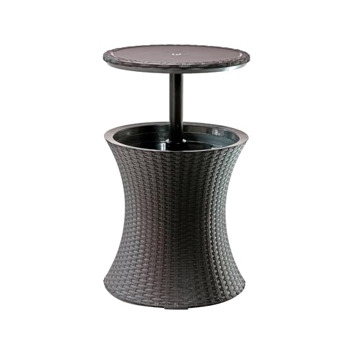 Keter Pacific Cool Bar Patio Table with 7.5 Gallon Cooler, Espresso