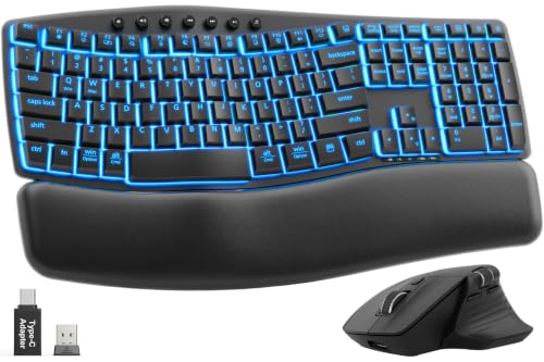 SABLUTE Wireless Keyboard and Mouse with Leather Wrist Rest
