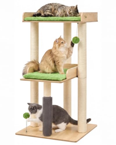 43.7" Modern Cat Tree for Large Cats, Quick Assembly