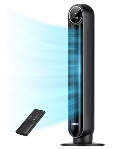 DREO Tower Fan, DC Motor, 28ft/s, 20dB Ultra Quiet, Black