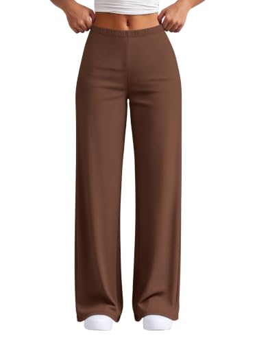 Women's Brown Wide Leg Yoga Pants, Size L