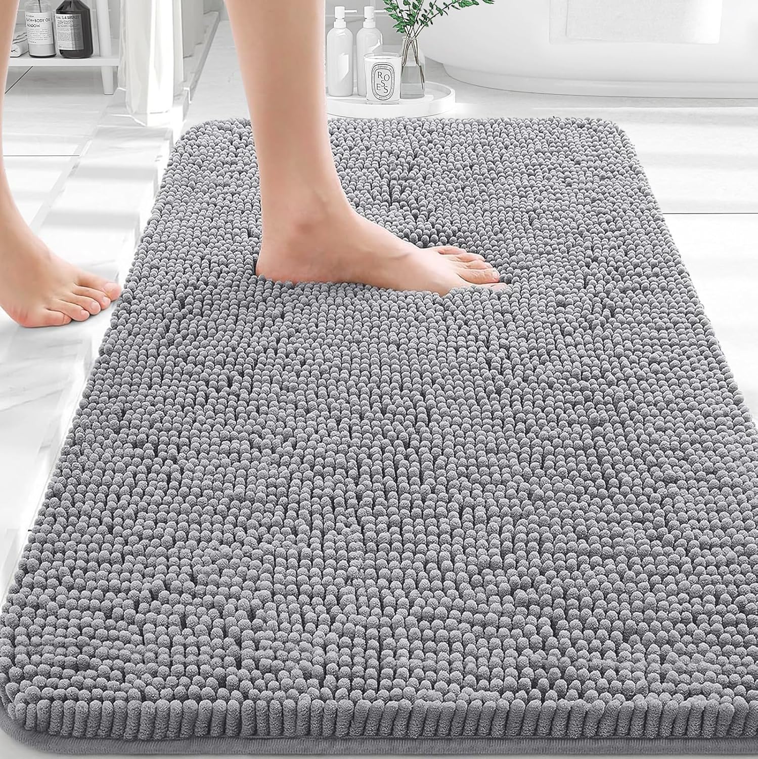 Olanly Non-Slip Chenille Bathroom Rug