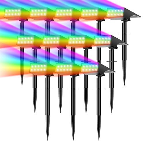 WENATY Solar Spot Lights 12-Pack RGB Color Changing
