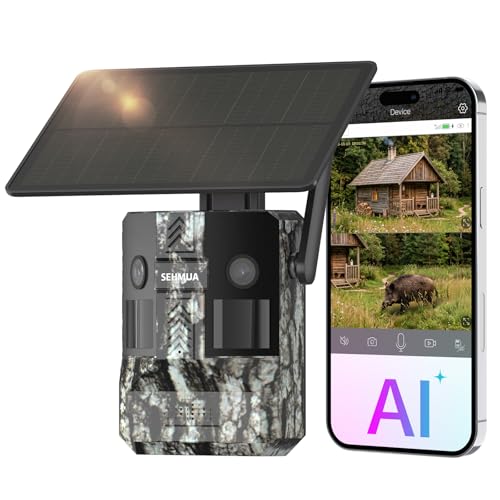 SEHMUA Dual Lens Trail Camera 180° View AI Animal ID 2K