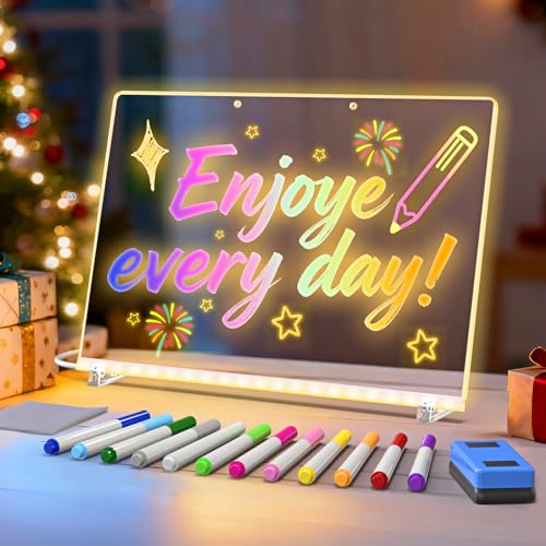 LED Drawing Board 13.7x10.6 Inch with 12 Markers & Stand