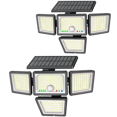 Solar Motion Sensor Security Flood Light, 3600LM, 2 Pack