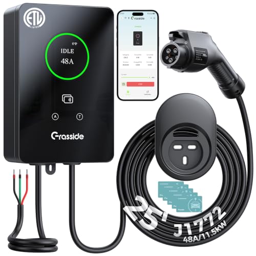 Level 2 EV Charger 48A Hardwired 11.5kW with 25FT Cable