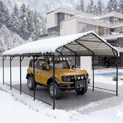 12x20 FT Galvanized Steel Car Canopy with Enhanced Base