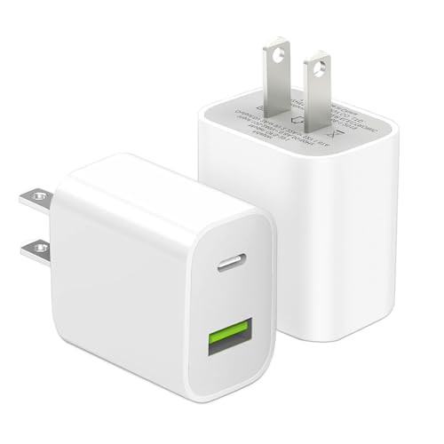 2 Pack USB-C Wall Charger 20W Dual Port Fast Charging