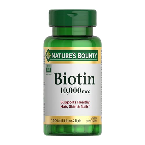 Nature's Bounty Biotin 10,000 mcg Hair Skin Nails, 120 Softgels