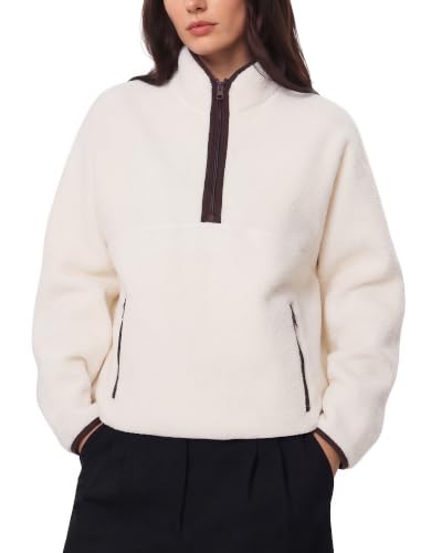 Women's Quarter Zip Fuzzy Sherpa Pullover Sweatshirt