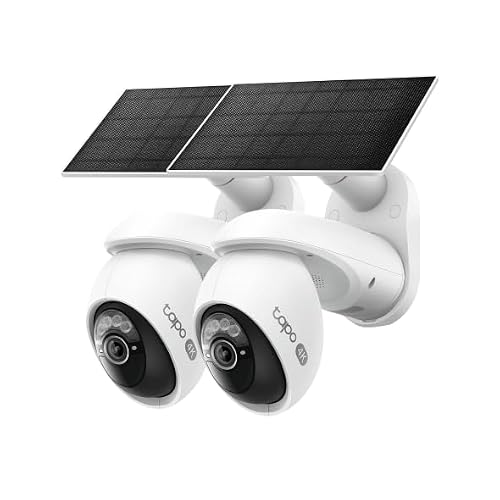 Tapo 4K Outdoor Pan/Tilt Wireless Security Camera, Solar 2-Pack