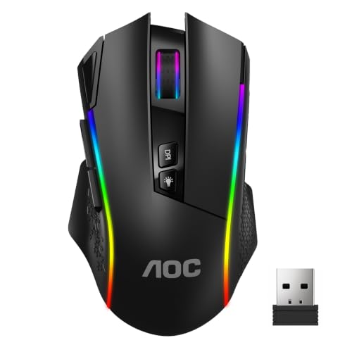 AOC GM401 Wireless RGB Gaming Mouse, 12000 DPI, 70Hr Battery