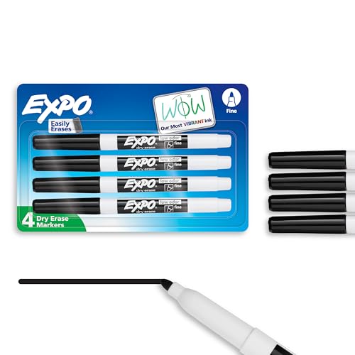 EXPO Low Odor Dry Erase Markers, Fine Tip, Black, 4-Pack Deal on DealUpdates
