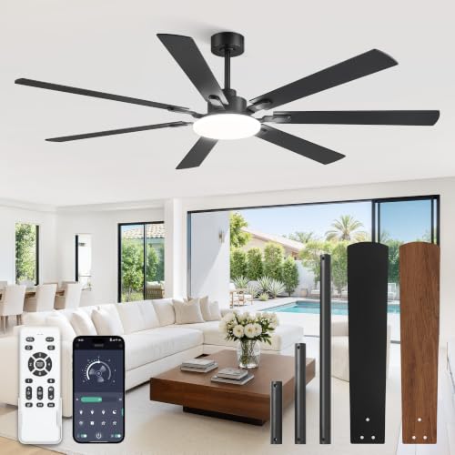 72 Inch Ceiling Fan with Light, DC Motor, Remote & APP