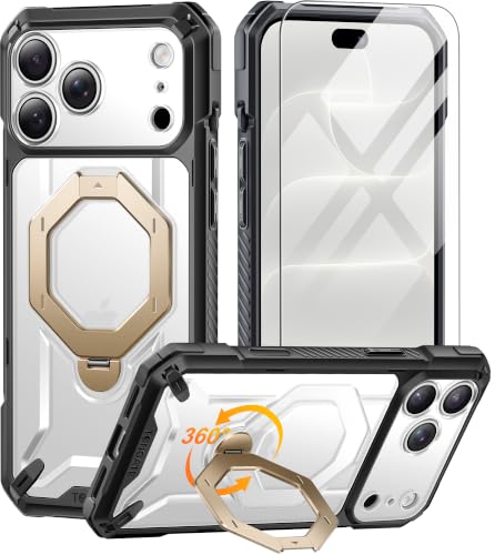 iPhone 18/17 Pro Max Case with 360° Spin Stand, Champagne Gold Deal on DealUpdates