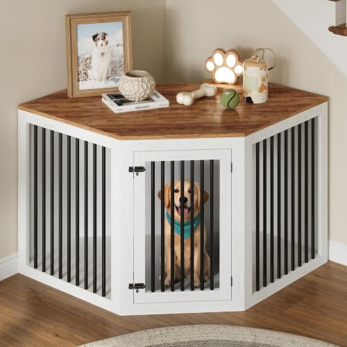 AMERLIFE 3-in-1 Corner Dog Crate Furniture for Medium & Large Dogs