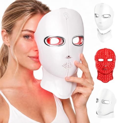 Red Light Therapy Mask for Face and Neck, Cordless LED