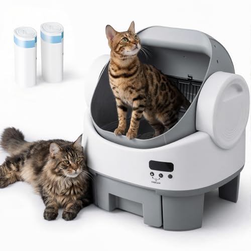 WARCAT Automatic Litter Box, Open Top, Child Lock, Gray & White