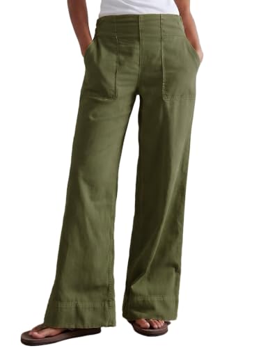 Vidiva Women's Wide Leg Olive Green Jeans, Large