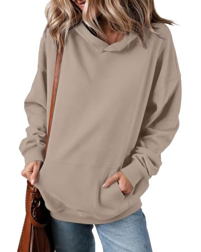 Women's Oversized Sweatshirt Hoodie Coffee Grey L