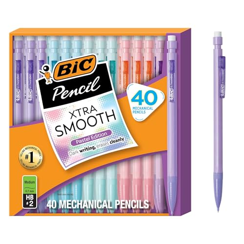 BIC Xtra-Smooth Pastel Mechanical Pencils, 0.7mm, 40-Count