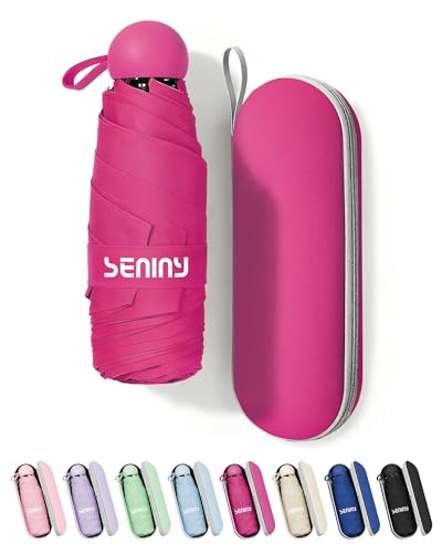 Seniny Mini Travel Umbrella with Case, Compact UV Protection
