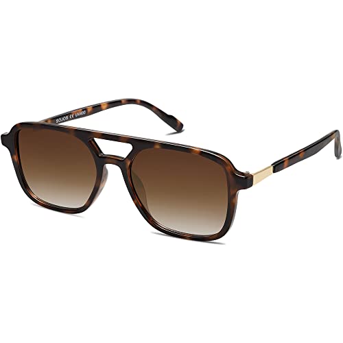 SOJOS Retro Aviator Sunglasses, Tortoise Frame Brown Lens