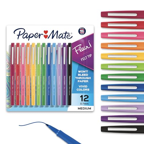 Paper Mate Flair Felt Tip Pens, Medium Point 0.7mm, 12-Pack Deal on DealUpdates