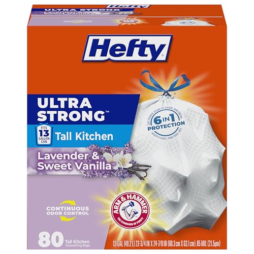 Hefty Ultra Strong 13 Gallon Drawstring Trash Bags, 80 Count