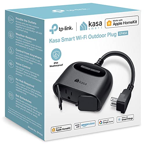 Kasa Apple HomeKit Outdoor Smart Plug, 2 Sockets, IP64