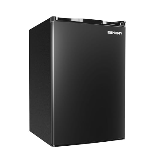 EUHOMY 4.4 Cu.Ft Compact Refrigerator with Freezer, Black