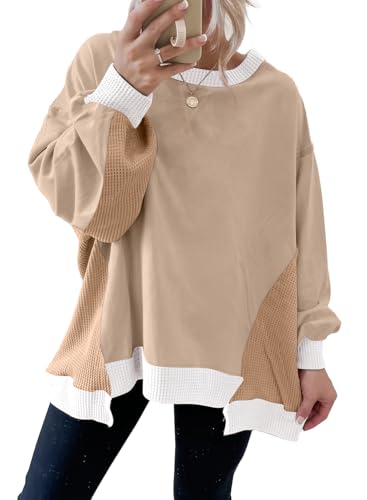 SHEWIN Oversized Crew Neck Sweatshirt 2XL Pale Khaki