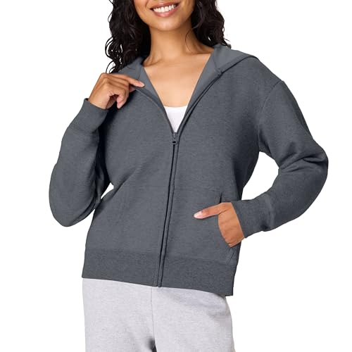 Hanes Women's EcoSmart Full-Zip Hoodie, Slate Heather
